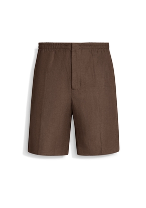 Brown Oasi Lino Short Pants