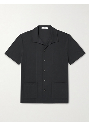 Mr P. - Jersey-Panelled Organic Cotton-Piqué Shirt - Men - Blue - XS