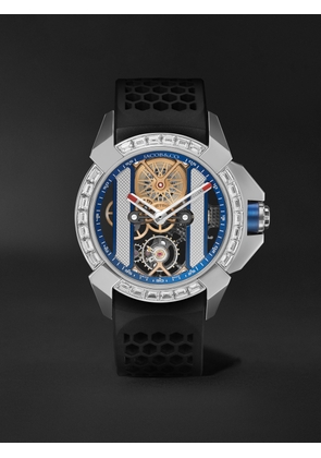 Jacob & Co. - Epic X Limited Edition Hand-Wound Skeleton Chronograph 44mm Stainless Steel, Rubber and Diamond Watch, Ref. No. EX120.10.AB.AB.ABRUA - Men - Blue
