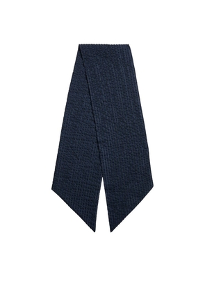 Giorgio Armani Silk-Wool Pleated Logo Scarf