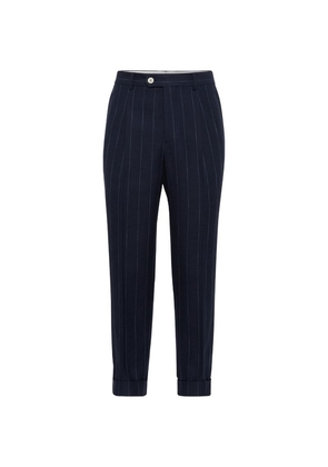 Brunello Cucinelli Cotton-Wool Chalk-Stripe Trousers