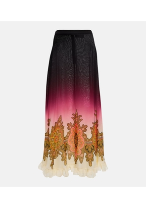 Etro Printed silk maxi skirt