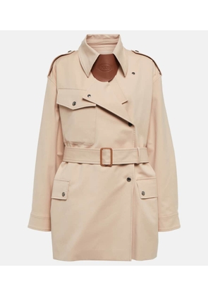Tod's Leather-trimmed cotton trenchcoat