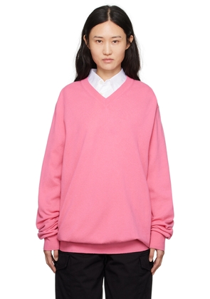 Comme des Garçons Shirt Pink V-Neck Sweater