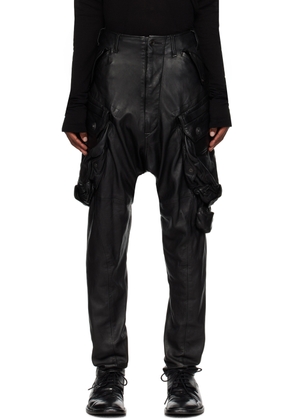 Julius Black Gas Mask Leather Cargo Pants