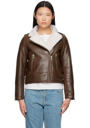 Yves Salomon - Meteo Brown Zip Leather Jacket