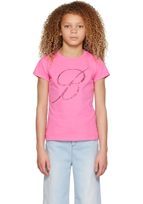 Miss Blumarine Kids Pink Crystal-Cut T-Shirt