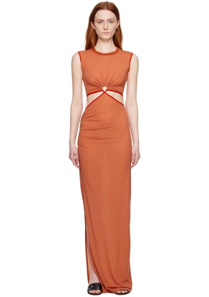 Nensi Dojaka Orange Ruched Maxi Dress