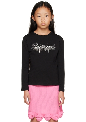 Miss Blumarine Kids Black Crystal Long Sleeve T-Shirt