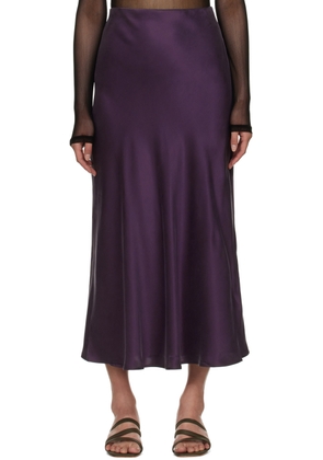 Silk Laundry Purple Bias Cut Midi Skirt
