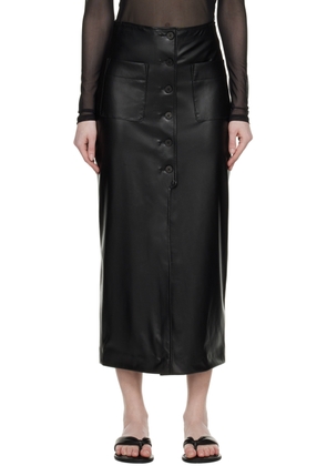 Hugo Black Buttoned Faux-Leather Midi Skirt