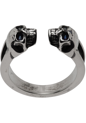 Alexander McQueen Silver Thin Twin Skull Ring