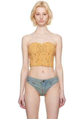 GUESS USA Tan Lace-Up Suede Bustier