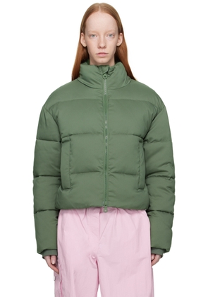 Girlfriend Collective Green Cropped Puffer Jacket