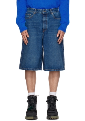 Off-White Blue Zip Denim Shorts