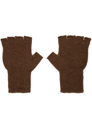 The Elder Statesman Brown Heavy Fingerless Gloves