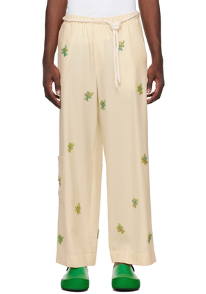 Bonsai Off-White Loose-Fit Trousers