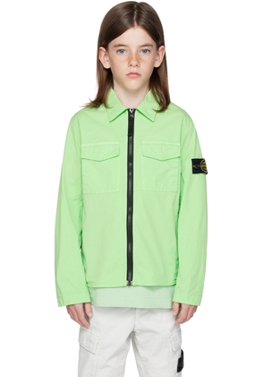 Stone Island Junior Kids Green Garment-Dyed Shirt