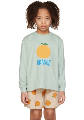 Jellymallow Kids Green 'Orange' Long Sleeve T-Shirt