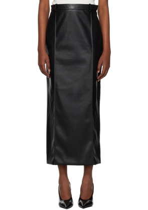 Esse Studios Black Classico Faux-Leather Midi Skirt