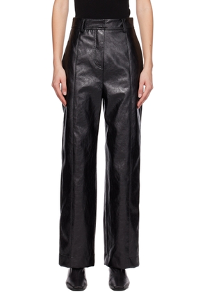 LVIR Black Cracked Faux Leather Trousers