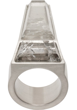 Rick Owens Silver Crystal Trunk Ring
