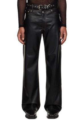 Y/Project Black Y Belt Faux-Leather Pants