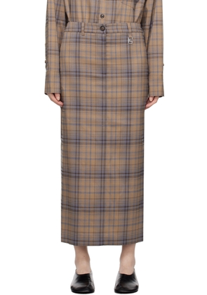 LOW CLASSIC Beige Check Maxi Skirt