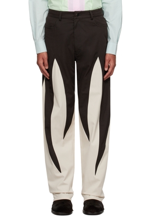 STRONGTHE Black & Off-White Paneled Trousers