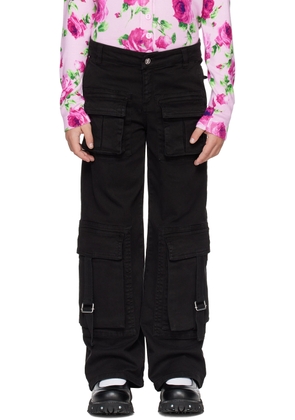 Miss Blumarine Kids Black Garment-Dyed Cargo Pants
