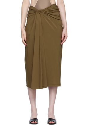 Rosetta Getty SSENSE Exclusive Brown Knotted Midi Skirt