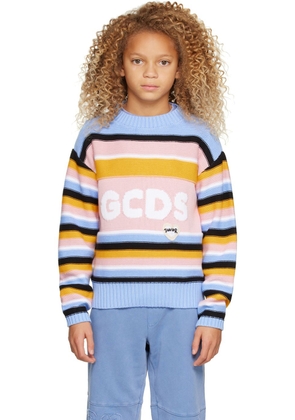 GCDS Kids Kids Blue & Pink Striped Sweater