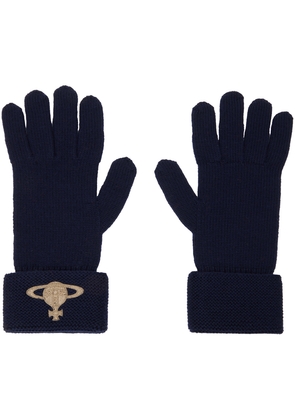 Vivienne Westwood Navy Embroidered Orb Gloves