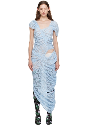Yuhan Wang Blue Draped Midi Dress