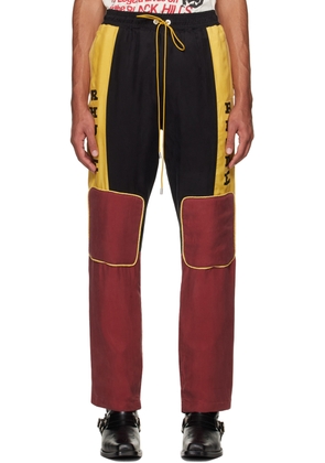 Rhude Yellow & Burgundy Paneled Trousers