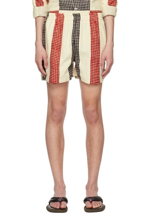 HARAGO Off-White Patchwork Shorts