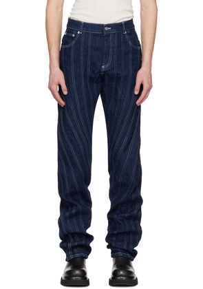 Mugler Navy Spiral Jeans