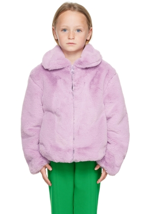 MSGM Kids Kids Purple Zip Faux-Fur Jacket