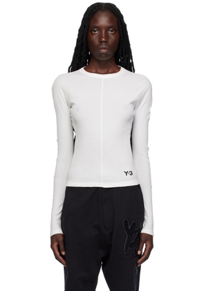 Y-3 White Fitted Long Sleeve T-Shirt