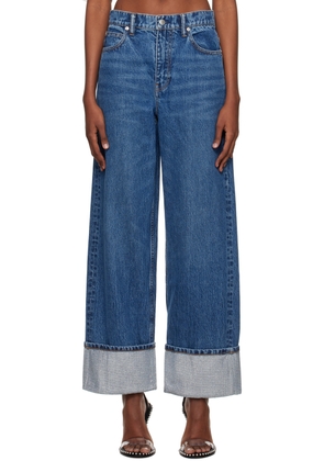 Alexander Wang Blue Crystal Cuff Straight Jeans