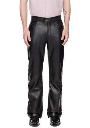 Ernest W. Baker Black Flared Leather Trousers