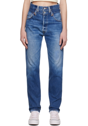 Re/Done Blue Double Waisted Drainpipe Jeans