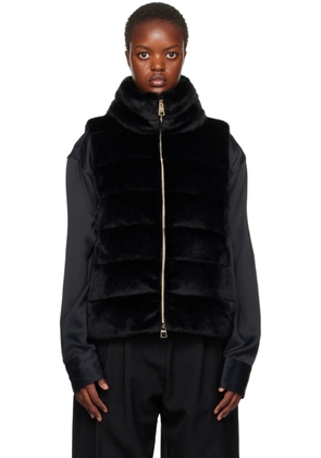 Herno Black Quilted Faux-Fur Down Vest