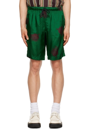 Dries Van Noten Green Printed Shorts