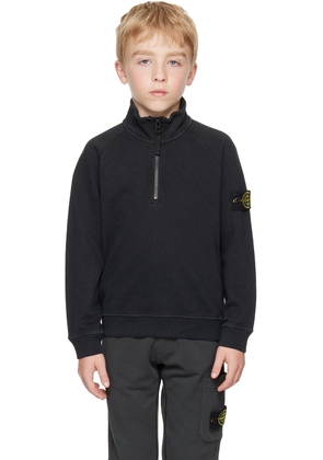 Stone Island Junior Kids Black Half-Zip Sweatshirt