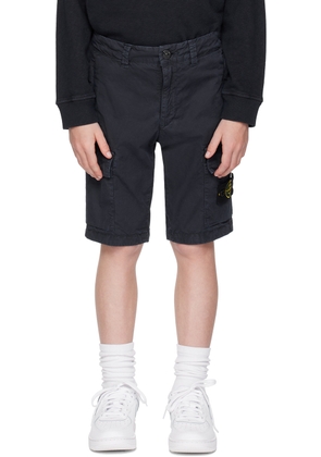 Stone Island Junior Kids Navy Garment-Dyed Shorts