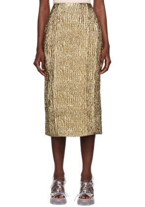 Simone Rocha Gold Pinched Seams Midi Skirt