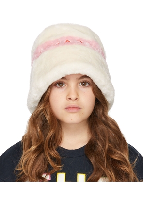 Marc Jacobs Kids Off-White & Pink Faux-Fur Bucket Hat