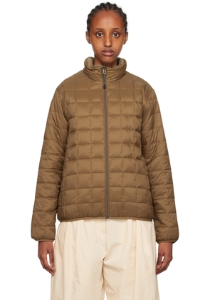 TAION Brown & Beige Quilted Reversible Down Jacket