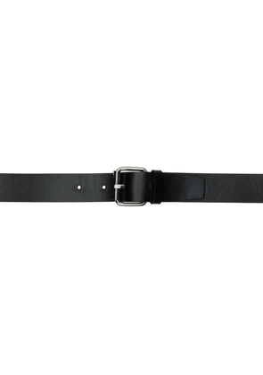 032c Black Double Buckle Leather Belt